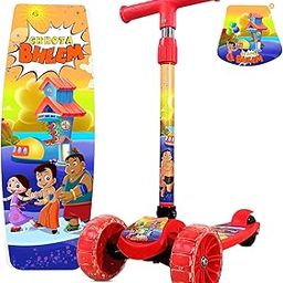Kidsmate Chhota Bheem® Kick Scooter with Broad PVC Wheels | Non-Slip Wide Deck with Push Brake Kids Scooter for Age 3+ Yrs | 4-Level Height Adjustable | Max User Weight 50Kg - Red-image-67