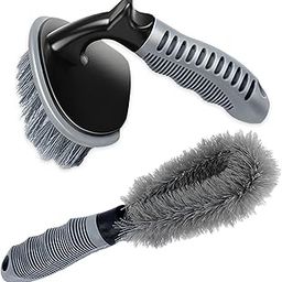OBEROI'S TRADERS Premium Combo of Car Detailing Brush Set I Heavy-Duty Tire Scrubber & Soft Wheel Cleaning Brush with Ergonomic Non-Slip Handles for Auto Care-9