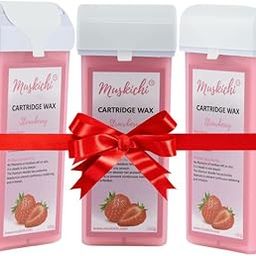 MUSKICHI Strawberry Cartridge Roll-On Wax for Men & Women – 100 ML (Pack of 3) | Easy Hair Removal Roll on Wax for All Skin Types | Refill Wax for Painless Full Body Waxing-image-54