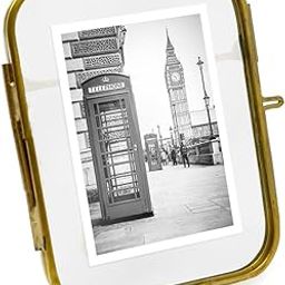 Isaac Jacobs 2x3 Vintage Style, Round-Edged Brass & Glass Metal Floating Picture Frame with Locket Closure (Vertical), Made for Tabletop Display (2x3 Vertical, Antique Gold)-15