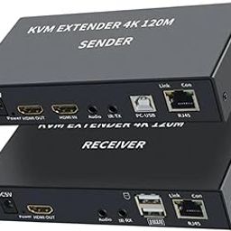 4K KVM Switch, USB KVM Extender Cat5e/6 Up to 120M Plug and Play Infrared Single Network Extender for Keyboard, Mouse, Computer Host, Laptop, PS3,4-image-9