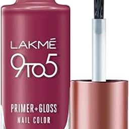 LAKMÉ 9 To 5 Primer + Glossy Finish Nail Colour, Berry Business, 6 Ml-57