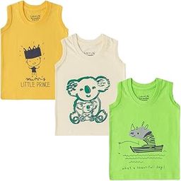 Kids' Unisex Sleeveless T-Shirt - Cotton Summer Clothes for Baby Boy and Girl - Infant 6-12 Months Combo Dress - Gifts for Toddlers Pack of 3-image-28