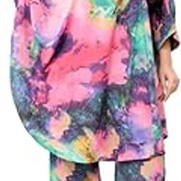 Women's Tie-Dye Kaftan Set, Multi-Coloured, Loose Fit | Co-ord set-image-62