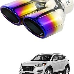PRIKNIK Dual Exhaust Tip Silencer – 2.5" Inlet, 3" Dual Outlet, 8" Length, Vacuum-Plated Blue Stainless Steel, Sporty Look – Universal Rear End Exhaust Tailpipe Compatible With T-ucson-12