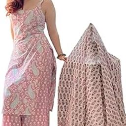 AMEVHI Pink Paisley Print Cotton Sleeveless Kurta Set with Dupatta | Block Print Design |Stylish Indian Summer Outfit with Pant & Dupatta-5