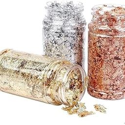 1 Golden Flakes 1 Rose Gold foil Flake and 1 Silver foil Flake for Resin, Decorating Cake Borders and Other Sweets Food Preparation, Nail Polish,Soap,Candle Making,Art Craft Decoration & Other Artistic Works-20