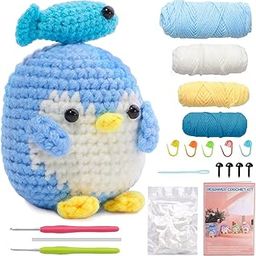 PATPAT® Cute Stuffed Penguin Crochet Toy Material Kit Beginner-Friendly Crochet Kit with Crochet Needles, Yarns, Instruction, DIY Kit for Adult Crochet Toys Gift Birthday Gift Car Interior Decor-18