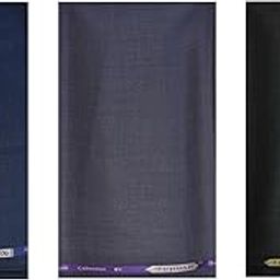 Men's Executive Fancy Formal Trouser Fabric Pant Piece Combo Set (Pack of 3 , 1.30 Meters, Navy Blue, Rusty Grey & Dark Green)-35