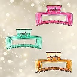 2U2® Big Hair Claw Clips For Women's Large Rectangular Transparent Clip Larger Size Hair Clip Clutches For Girls Hair Accessories For Long Thick Hair (Multicolour - Pack Of 3)-image-34