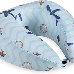 Memory Foam Kids Neck Rest Travel Pillow U Shaped Cushion with Soft Velour Fabric for Air Travel, Long Flights, Bus, Train - 9.5" x 5 x 2.2, Blue-picture-48