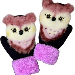 SAZ DEKOR Woman Cartoon Winter Warm Mittens Full Finger Glove Knitted Purple owl-image-72