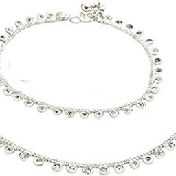 White Stone Anklet with Pair of 1 Toe Ring For Women & Girls Pack of 2-image-97