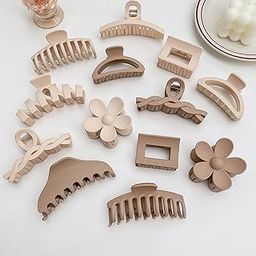 6 Pcs Big Hair Claw Clip,Small Medium Large for Women Thin Thick Long Hair Curls,Girl Matte Butterfly Banana Clips,Strong Clamp,Milk Coffee Color Hair Accessories 6 pattern claw-image-51