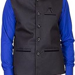 Black Men's Jute Waistcoat | Modi Jacket | Nehru Jacket for Men Sleeveless Regular Fit for Festive, Casual, or Occasional (Size-M) KOKL-BlackM-picture-11