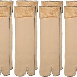 Winter Thermal Fleece Toe Dark Colour Wool Heavy Duty Warm Ankle Length Socks Women/Men/Girls Winter Socks (Cream, 4 Pairs)-16