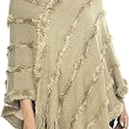 Women Woolen V-Neck Solid Fur Cap Poncho Sc 104 (G4-2JHR-ZQ70__Free Size)-image-73