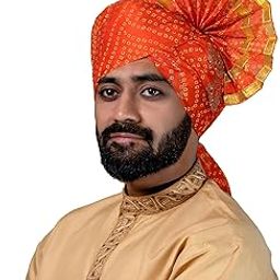 � Traditional Unstitched Fabric Khadi Print Roto Jari Orange Pheta (Turban Safa) for Men for Wedding/Marriage and Traditional Function-image-57