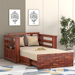 Roliwal Furniture Solid Sheesham Wooden Sofa Cums Bed with Mattress for Living Room | Rosewood 2 Seater Sofa Cums Bed for Bedroom Without Pillow (Honey c, 2 Seater)-image-94