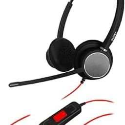 Stellar LT-510DM Teams Optimized Wired Headset Dual Ear Over The Ear Professional Noise Cancelling Headset with Mic Protein Leather Cushions (Black)-16