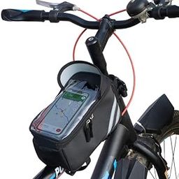 Yumin Bicycle Front Frame Bag for Cycle Travel Accessories Pouch Mobile Holder (CB06_Black_Pack of 1) | Polyester-1
