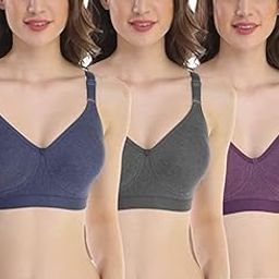 Multicolor Cotton Blend Seamless Non Padded Non-Wired Full Coverage Pack of 3 Women T-Shirt Bra Combo-17