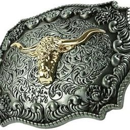 ™ 2xVintage Engraved Gold Long Horn Bull Head Belt Buckle West Cowboy Buckle | Belt Buckles | Mens Accessories-image-70