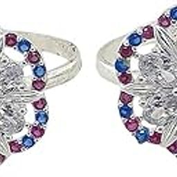 Pure Silver Designer Round Shape Leg Thumb Toe Ring With Zircon Stone Bichhiya For Women ~ Pack in 2 Piece (Chandi Thumb Toe Ring)-image-29