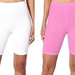 Omikka Women's Bio-Wash Knee Length Fitness Workout Running Yoga Shorts (XL, Pack of 2, White & Baby Pink)-image-48