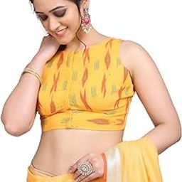 Women's Ikkat Cotton Sleeveless Saree Blouse-image-9