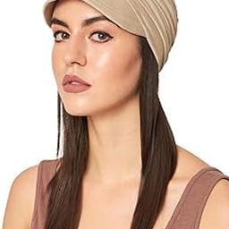 Women's Bamboo Viscose Free Size New Boy Visor Cap with Gathered Band Chemo Hair Loss (HS108_Multicolors 2 Piece Set)-image-17