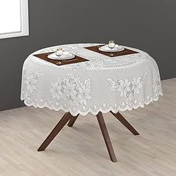 Stunning Look™ Cotton Round Center Table Covers Floral EASTTARDOMM Printed Tablecloth Dinning Table Cover for 2 Seater, 40 x 40 Inches, White-image-34