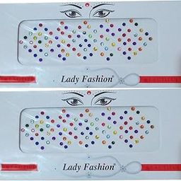 Lady Fashion Small Size Multicolour Stone Bindi Set Of 2-picture-23