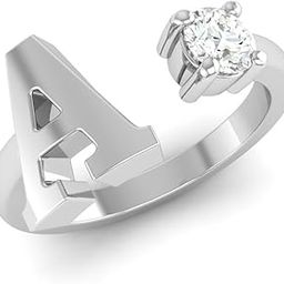 925 Sterling Silver 'A' Initial Ring with CZ Diamond-4