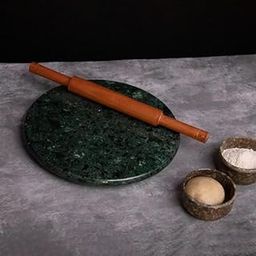 HANDICRAFT BAZAAR Marble Chakla for Kitchen | Roti and Chapati Maker for Home 10 Inches (Green)-image-10