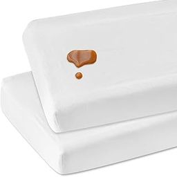 Baby 100% Organic Cotton Changing Pad Cover or Cradle Sheets, Waterproof Nursery Diaper Changing Pad Sheets, 2 Pack, Super Soft and Stretchy Cotton Table Sheet, White-picture-9