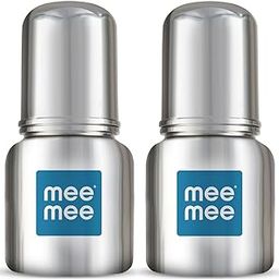Mee Mee Baby Steel Feeding Bottle | Baby Milk Bottle with Advanced Anti Colic Valve, BPA Free, Soft Silicone Teat, Wide Neck for Babies/Infants/Newborns of 0-2 Years (Small -120ml (Pack of 2))-image-84