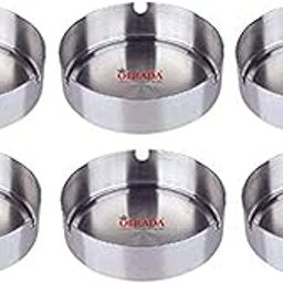 Olrada Round Stainless Steel Cigarette Ashtrays for Outdoors and Home (Pack of 6pcs)-image-67