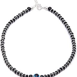 925 Sterling Silver Designer Evil Eye Rhodium Plated Adjustable Beaded Anklet (Single) | Gift for Women & Girls | With Certificate of Authenticity & 925 Hallmark-image-17