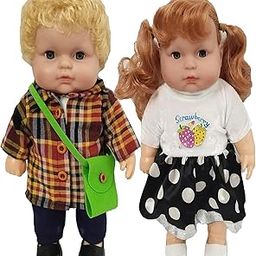 Realistic Beautiful Couple Doll Set Multicolor 12" Inch Toy for Girls Moveable Legs Arms with Removable Clothes Set 30cm (Couple Doll Set)-image-64