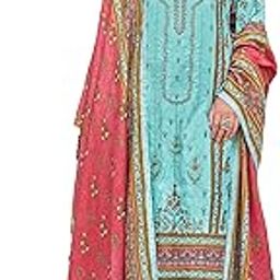 Unstitched Karachi Lawn Cotton Pakistani Digital Printed Embroidered Suit Dress Material with Unstitched Bottoms and Cotton Dupatta-picture-15
