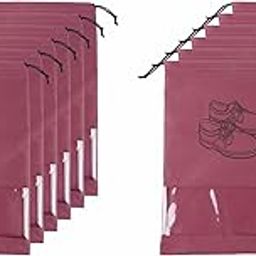Non-Woven Travel Shoe Cover for Storage Set of 12 | Shoe Bag | Shoe Cover for Travelling | Big Size Single (12 x 16 Inches) with Transparent Window (Maroon, Pack of 12)-image-71