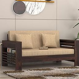 WOODTREND Wood Side Cup Stand Sofa Set 2 Seater Living Room Sheesham Wood Home Office Furniture | Without Pillow| Hall Sofa Set (Walnut)-image-36