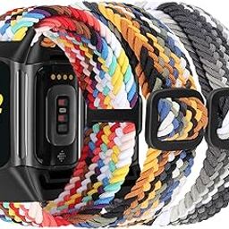 Braided Stretchy Solo Loop Bands Compatible With Fitbit Charge 5 / Fitbit Charge 6 for Women Men Nylon Elastic Straps Wristbands for Fitbit Charge 5 /Charge 6 (3 Pack)-23