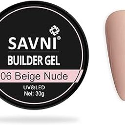Savni Builder Gel Soft Gel UV/LED for Nail Extension Nail Art Manicure Set 30g (Beige Nude)-image-29