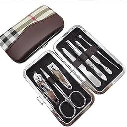 ZELIASTA 7‑in‑1 Stainless Steel Manicure & Grooming Kit – Professional Travel Set with Brown & Silver Carry Case-picture-32