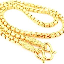 Mens Chain 22K 23K 24K Thai Baht Gold Gp Necklace 24" 50 Grams Jewelry Free Earrings 1 Pair-image-71