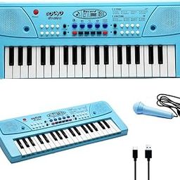 Kidz N Toys Musical Piano Keyboard with Microphone | 37 Keys, 8 Rhythms, 8 Tones with 6 Demos & Song Record Feature | Dual Power Supply Source USB Cable (Included) & 3xAA Battery (Not Included)-image-75
