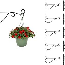 12 Inch Designer Wall Bracket for Hanging Baskets and Bird Feeders & Wind Chimes, Decorative Straight Plant Hanger. Multiuse Hanger (Color : Black, Set of 10 Pcs)-picture-9