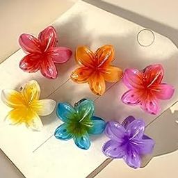 Tropical Plumeria Hair Clips, Multi-Colour Flower Hair Accessories, 6 Pieces-26